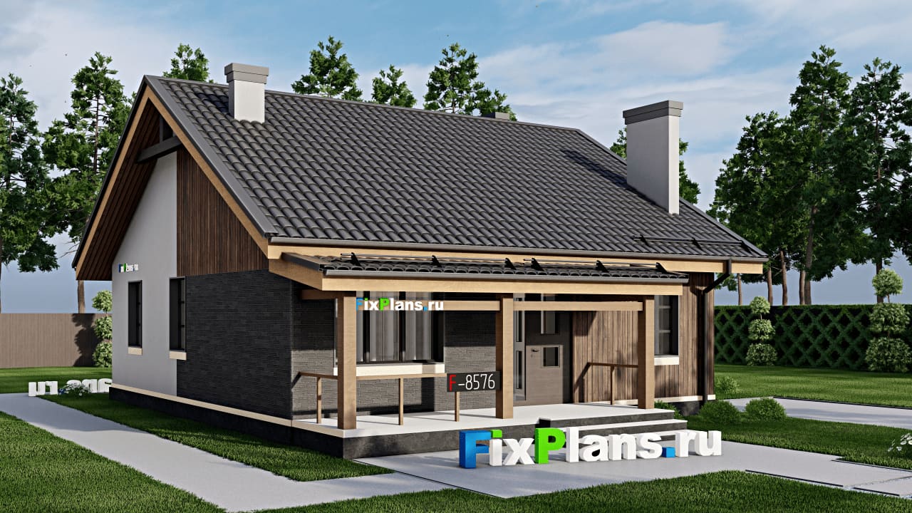 Одноэтажный дом F-8576 — фасад