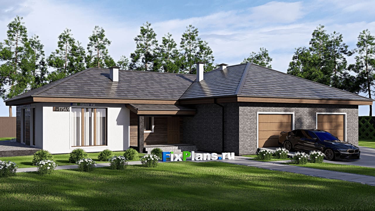 Одноэтажный дом F-17549 — фасад