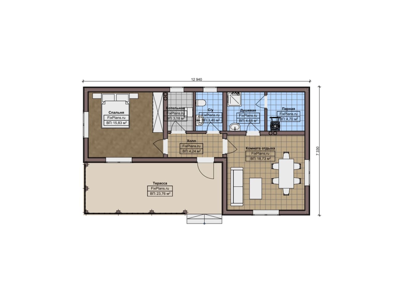 Планировка Одноэтажный дом F-12401
