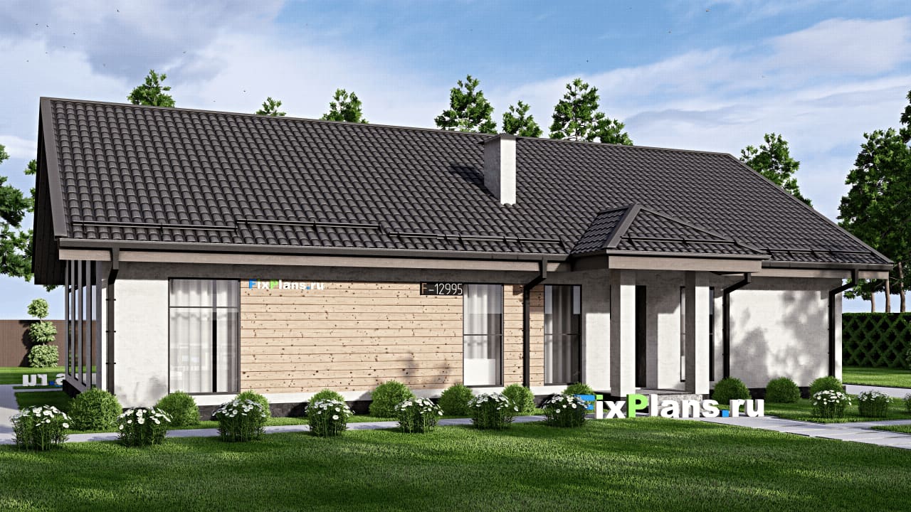 Одноэтажный дом F-12995 — фасад