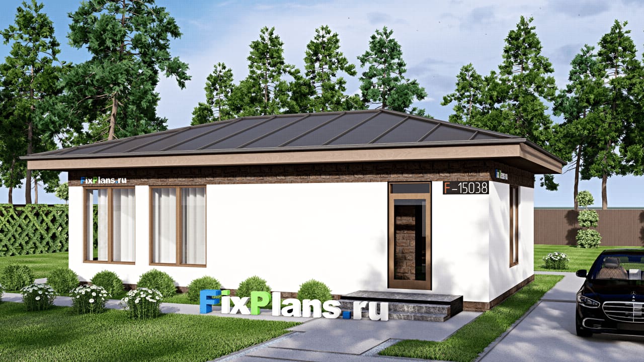 Одноэтажный дом F-15038 — фасад