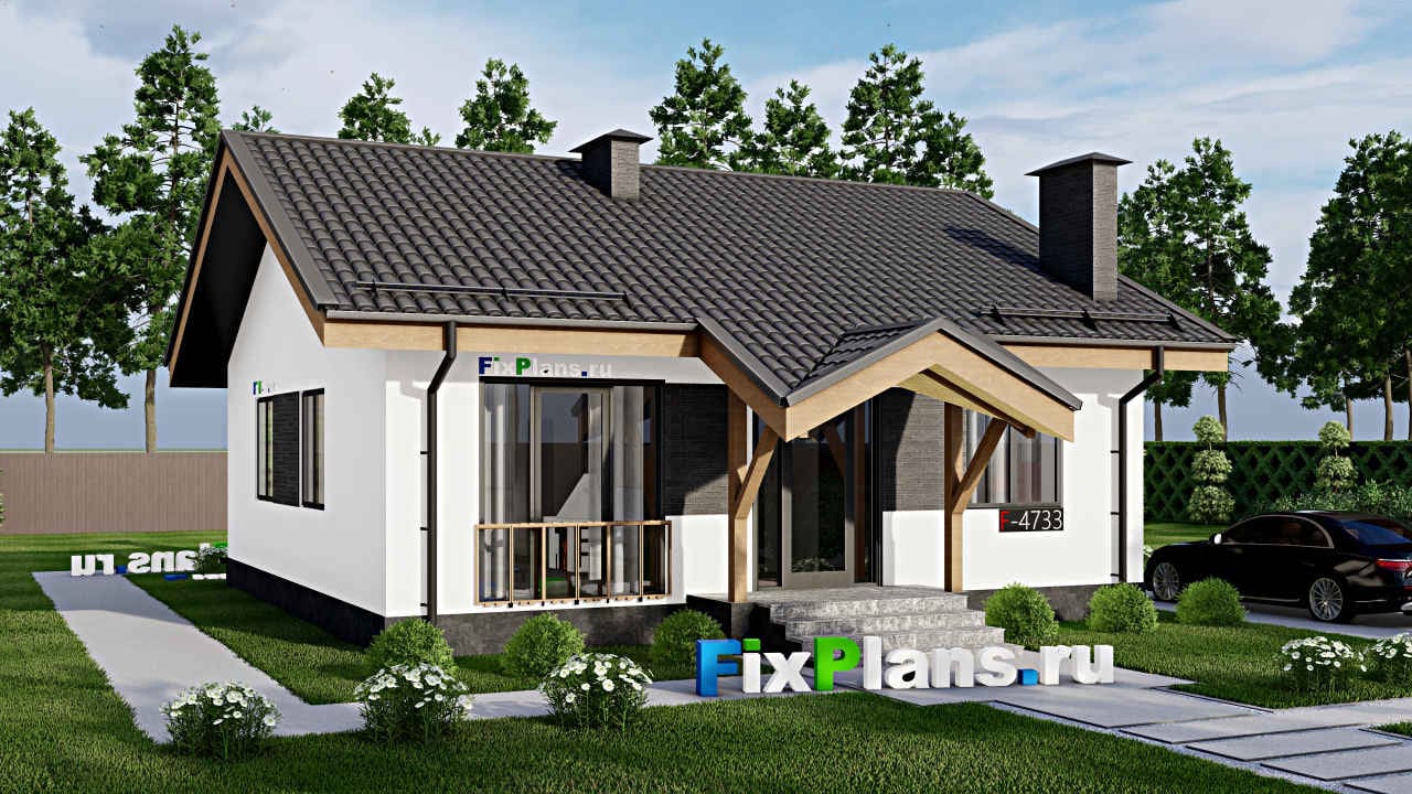 Одноэтажный дом F-4733 — фасад